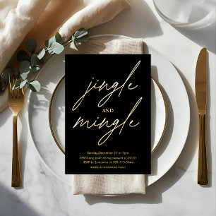 Invitation En Aluminium Jingle et Mingle Moderne en Papier d'Or pour la Fê