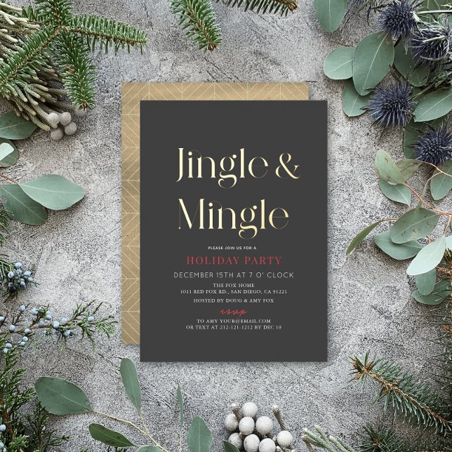 Invitation En Aluminium Jingle & Mingle Minimal Noël Fête de Noël Bk (Créateur téléchargé)