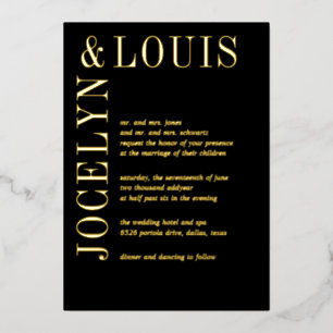 Invitation En Aluminium Jocelyn Black Mariage moderne