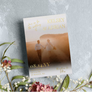 Invitation En Aluminium Join Us Typography Big Photo Wedding Gold