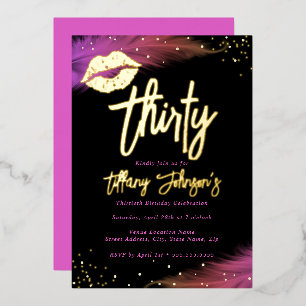 Invitation En Aluminium Joli Baiser Doré 30e Anniversaire