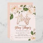 Invitation En Aluminium Joli Pêcher Floral Rose Gold 30e anniversaire<br><div class="desc">Plus jolies invitations d'anniversaire dans le Little Bayleigh Store!</div>