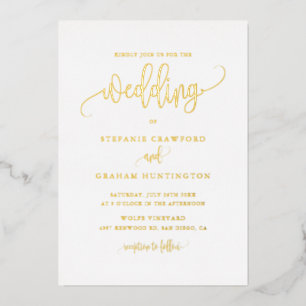 Invitation En Aluminium Joli script de calligraphie minimaliste Mariage