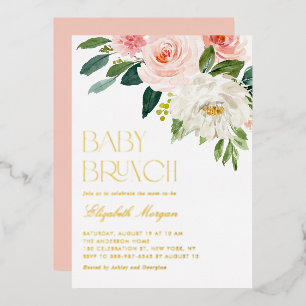 Invitation En Aluminium Jolie aquarelle Fleurs Jardin Bébé Brunch