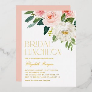 Invitation En Aluminium Jolie aquarelle Fleurs Jardin Bridal Déjeuner