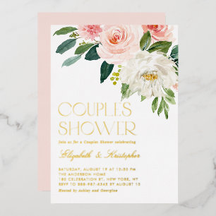 Invitation En Aluminium Jolie aquarelle Fleurs Jardin Couples Douche