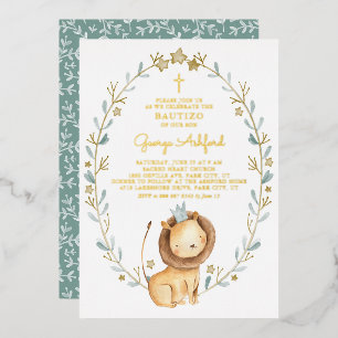 Invitation En Aluminium Jolie aquarelle Lion Prince Baby Boy Bautizo