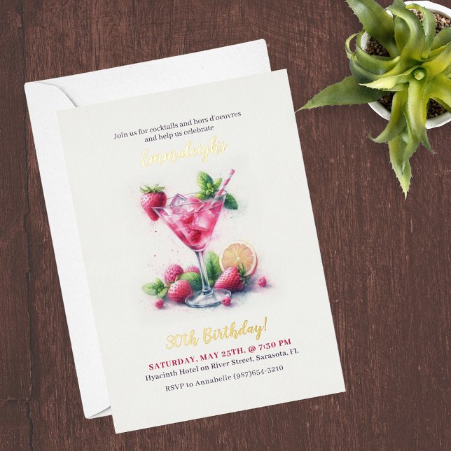 Invitation En Aluminium Jolie en rose 30e anniversaire fête (Créateur téléchargé)