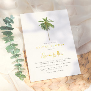 Invitation En Aluminium Jolie Mariage Tropical Arbre à Palmes Minimaliste