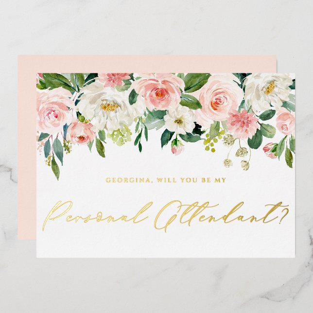 Invitation En Aluminium Jolies Fleurs Bleues Soyez Mon Accompagnateur Pers (Recto/Verso)