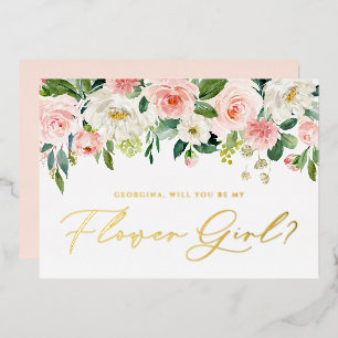 Invitation En Aluminium Jolies Fleurs Rouges Seras-Tu Ma Demoiselle D'Honn