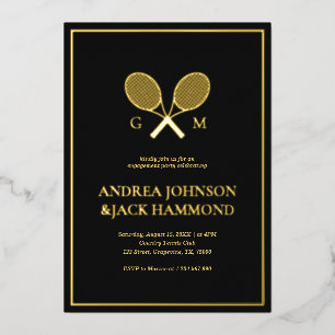 Invitation En Aluminium Joueuses de tennis Monogramme Engagement Réel