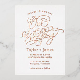 Invitation En Aluminium Journée spéciale VRAI FOIL Élégant Mariage Invitat