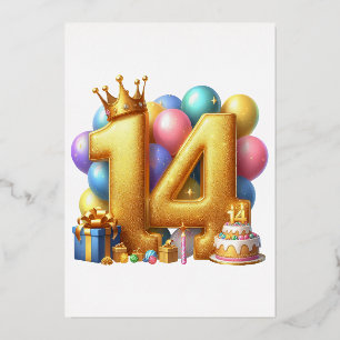 Invitation En Aluminium Joyeux 14ème anniversaire