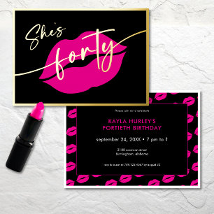 Invitation En Aluminium Joyeux Anniversaire Quarante Ans Lèvres Roses Mini