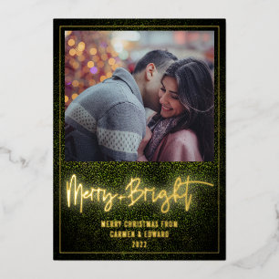 Invitation En Aluminium Joyeux + Bright Neon Boxwood Photo de Noël