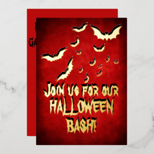 Invitation En Aluminium Joyeux Halloween Rouge Noir Or