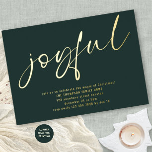 Invitation En Aluminium Joyeux Joyeux Script Noël Soirée Verte Réel