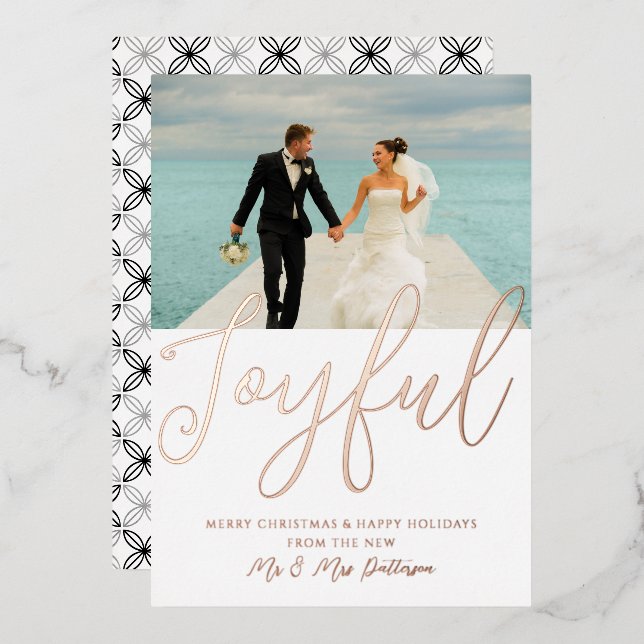 Invitation En Aluminium Joyeux Mariage Mr & Mrs First Christmas Photo (Recto/Verso)