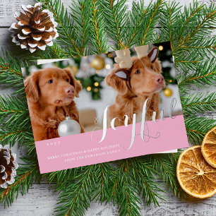 Invitation En Aluminium Joyeux Noël Famille Photo Script moderne