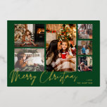 Invitation En Aluminium Joyeux Noël Gold Foil Multi Photo - Vert<br><div class="desc">Envoyez une carte moderne et amusante pleine de réjouissances de Noël avec votre Joyeux Noël Gold Foil Multi Photo - Green Christmas Card. Fabriqué avec un vrai papier d'aluminium. Choisissez entre de l'or,  de l'argent et de l'or rose.</div>