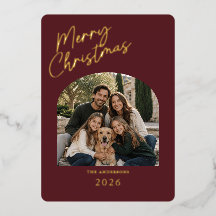 Joyeux Noël Moderne Rouge et Or Foil