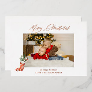 Invitation En Aluminium Joyeux Noël & Photo de Chaussette - WH