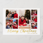 Invitation En Aluminium Joyeux Noël Phuile 6 Photo Noël<br><div class="desc">Envoyez une carte moderne et amusante pleine de réjouissances de Noël avec votre Joyeux Noël Foil 6 Photo Christmas Card. Fabriqué avec un vrai papier d'aluminium. Choisissez entre de l'or,  de l'argent et de l'or rose.</div>