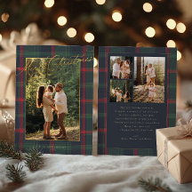Joyeux Noël Plaid Foil Famille Photo Fêtes