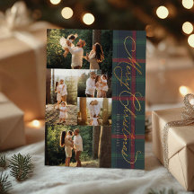 Joyeux Noël Plaid Foil Famille Photo Fêtes
