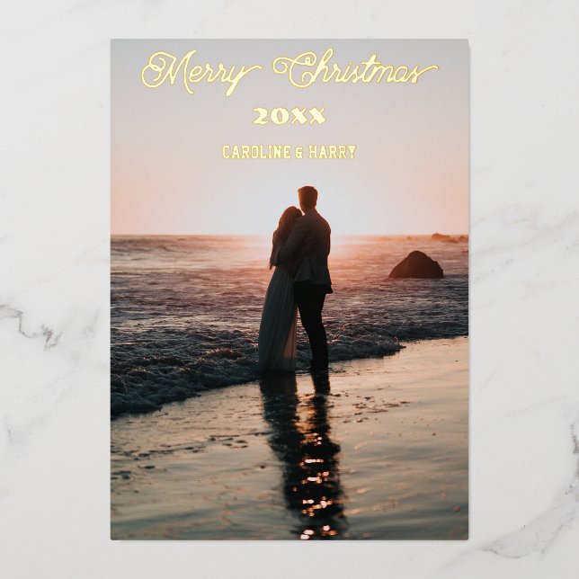 Invitation En Aluminium Joyeux voeux de Noël de Happy Couple (Recto)