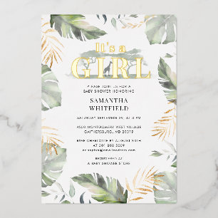 Invitation En Aluminium Jungle Safari Giraffe fille Baby shower Or