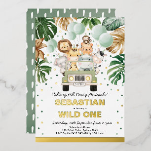 Invitation En Aluminium Jungle Safari Party Animaux sauvages un anniversai