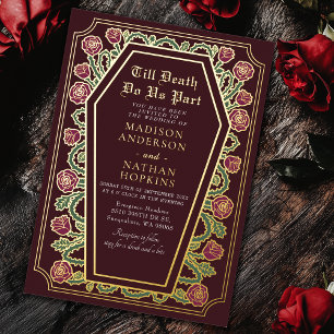 Invitation En Aluminium Jusqu'à ce que la mort nous sépare Rose Rouge Mari