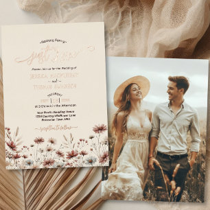 Invitation En Aluminium Just Love Rustic Boho Fleurs sauvages Élégant mari