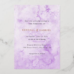 Invitation En Aluminium Kendall Purple Aquarelle Mariage élégant