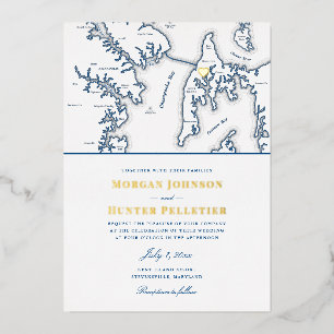 Invitation En Aluminium Kent Island Maryland Destination Marine et Gold
