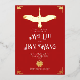 Invitation En Aluminium La grue d'or