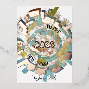 Invitation En Aluminium La terre en 2026 abstraite heureuse nouvelle année