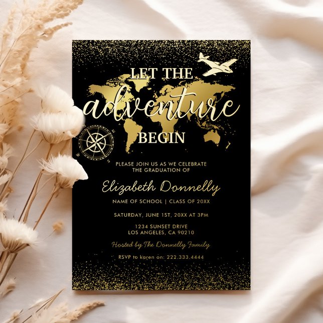 Invitation En Aluminium Laisser L'Aventure Commencer La Fête De Graduation (Créateur téléchargé)