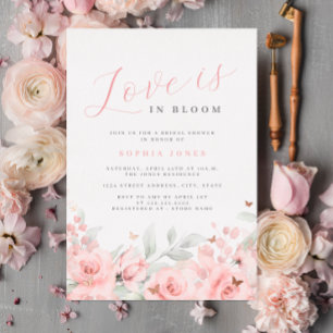Invitation En Aluminium L'amour est dans Bloom Blush Rose Gold Fête des ma