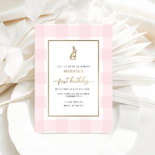 Invitation En Aluminium Lapin Lapin Rose En vichy Anniversaire Foil Invita
