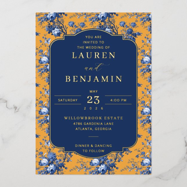 Invitation En Aluminium Lapis Rose Wedding (Recto)