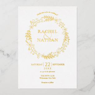 Invitation En Aluminium Laurel Garland Mariage Gold