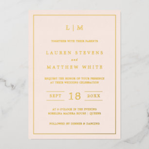 Invitation En Aluminium Lauren Blush Pink Monogramme Mariage élégant