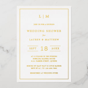 Invitation En Aluminium Lauren Gold Monogramme Elégante douche de mariage