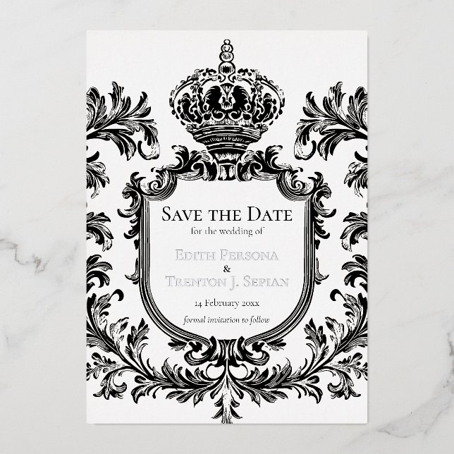 Invitation En Aluminium Laurier Orné & Filigrane, Mariage, (Recto)