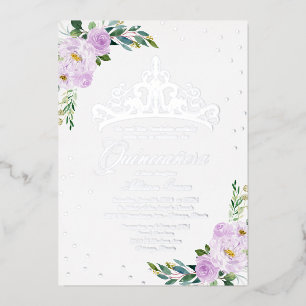 Invitation En Aluminium Lavande Florale Quinceanera