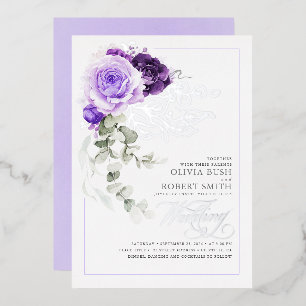 Invitation En Aluminium Lavande violet et huile d'argent Mariage de saumon