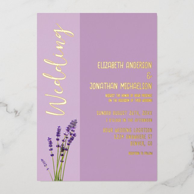 Invitation En Aluminium Lavender Love Mariage (Recto)